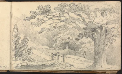 Album of Landscape and Figure Studies: Rural Landscape with a Bridge