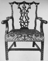 Chinese Chippendale Elbow-Chair with Seat in Contemporary Needlework, mid 18th century, 1928