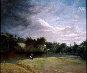 Boys Fishing in a Reservoir near Hampstead