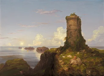 Italian Coast with Tower Ruin. 1838
