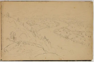 Panorama of the Oxbow on the Connecticut River as seen from Mount Holyoke