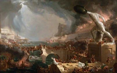 Sack of Rome (455) - The Destiny of Empires - Destruction - by Thomas Cole - 1836- New York Historical Society - (Rome, Roman Empire, Gaiseric, Genseric, Migration Period, Barbarian Invasions, Vandals, Fall of Western Roman Empire, Fall of Rome, Sack of Ro