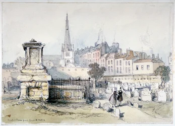 View of Bunhill Row from Bunhill Fields, Finsbury, Islington, London, c1860