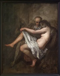 Baudelaire and President Sabatier. An intimate and unfinished painting depicting the poet Charles Baudelaire (1821-1867) and his muse and mistress Apollonie Aglaé Sabatier (1822-1889), known as the president who hosted a worldly salon in 19th-century