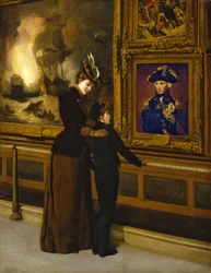 British pride and glory, a Royal Navy cadet contemplating the famous portrait of Horatio Nelson (1748-1805) by Lemuel Abbott