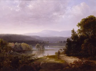 River View with Hunters and Dogs