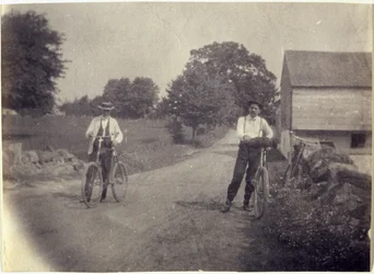 Samuel Murray and Benjamin Eakins on Bicycles