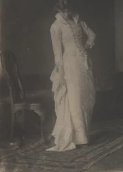 Woman in White Laced-bodice Dress in Studio of Thomas Eakins
