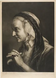 Old Woman Leaning on a Cane, from Life-Sized Heads