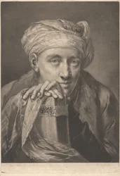 Portrait of a Man Wearing a Turban, Leaning on Book