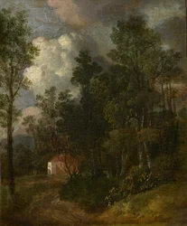 A Wooded Landscape with Figures by a House