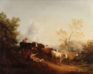 Evening; A Landscape with Cattle Returning Home