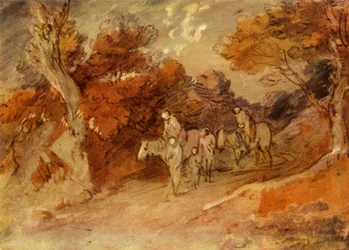 Figures and Horses in a Country Lane
