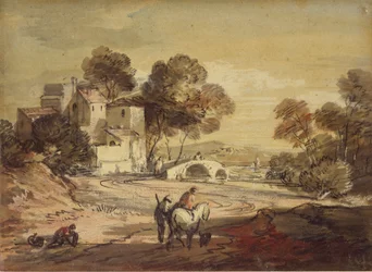 Italianate Landscape with Travellers on a Winding Road