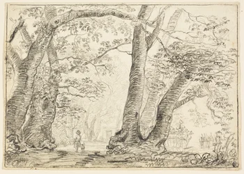 Man with Dog in Forest