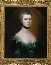 Portrait of the Countess of Sussex, bust length, in a blue dress with black facings