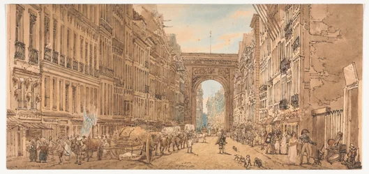 A Selection of Twenty of the Most Picturesque Views in Paris: View of the Gate of St. Denis taken from the Suburbs