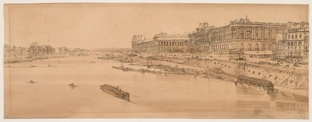 A Selection of Twenty of the Most Picturesque Views in Paris: View of the Louvre and Bridge of the Tuilleries taken from Pont Neuf