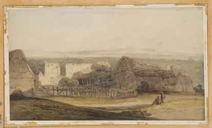 An Extensive Building with Farm Buildings and Church Ruin