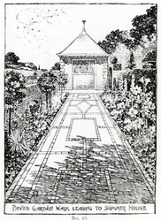 Paved Garden Walk Leading to Summer House, from Thomas Mawson