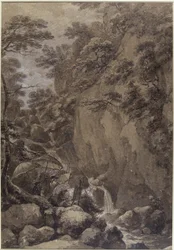 Sir George Beaumont and Joseph Farington painting a waterfall, 1777