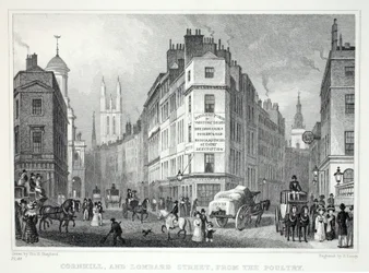 Cornill and Lombard Street, from the Poultry, from 