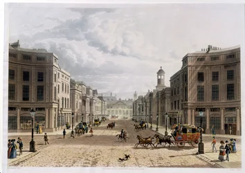 Regent Street, from Piccadilly, engraved by J. Bluck, pub. 1822 by Ackermann