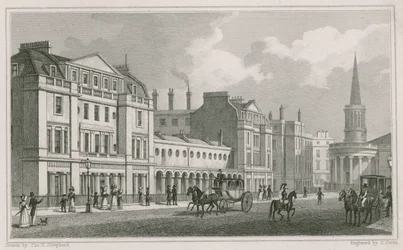 West side of Langham Place, Marylebone, London, including All Souls Church
