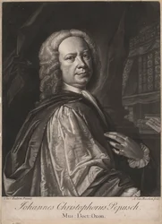 Johannes Christophorus Pepusch, engraved by Alexander van Haecken, c.1735