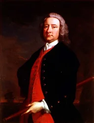 Portrait of Edward Henry Sartorius Holding a Telescope with a Coastal Landscape Beyond