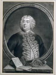 Portrait of Francesco Bernardi Senesino, a Siennese castrato, engraved by Alexander van Haecken