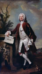 Portrait of Theodore Jacobsen, Architect of the Foundling Hospital, Shown Holding a Drawing of the West Front