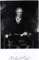Portrait of Sir Robert Peel, engraved by H. Robinson