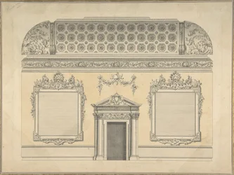 Design for Section of a Rococo Room, with a Coved Ceiling and Ornamented Corinthian