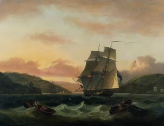 A Brigantine in Full Sail in Dartmouth Harbour