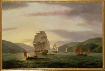 A Frigate, A Lugger and Merchant Ship in Dartmouth Harbour