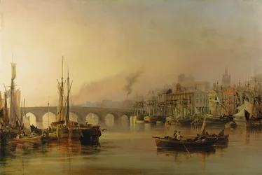 View of Newcastle from the River Tyne, with Shipping in the Foreground