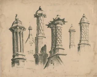 Thickbroom Hall ["Manley Hall"] - Finials and Chimneys