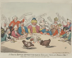A Grand Battle between the Famous English Cock and Russian Hen!