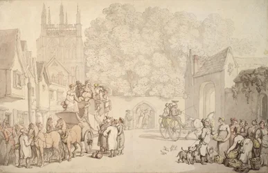 A Coach Preparing to Leave Canterbury Gate, Christ Church, Oxford