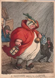 A Midwife going to a Labour, pub. 1811