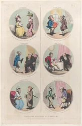 Caricature Medallions for Screens &c: A Morning Visitor, An Evening Visitor, A We, April 1, 1800