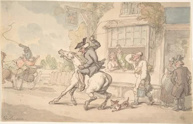 Dr. Syntax with a Balky Horse Before an Inn