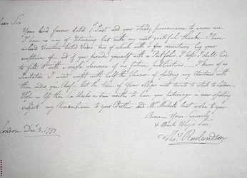 Earliest known letter from the artist to a Mr Downs, a potential patron, 8th December 1797