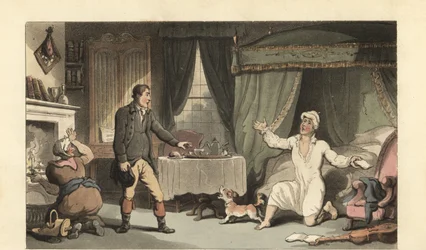 English gentleman receiving a letter from his family