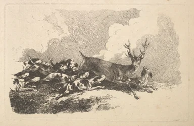 Hounds Hunting a Stag