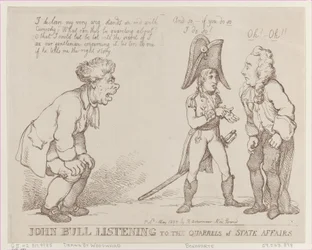 John Bull Listening to the Quarrels of State Affairs, May 1, 1803