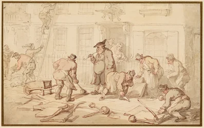 Labourers laying a pavement