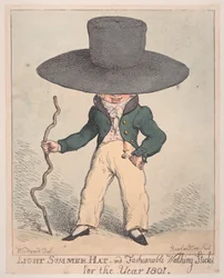 Light Summer Hat and Fashionable Walking Sticks for the Year 1801