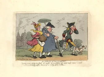 Man and woman lost in the countryside in a night storm